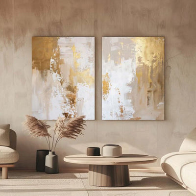 Tableau Abstrait Blanc et Or – Décoration Moderne