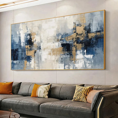 Élégance Murale – Abstraction Bleu et Or