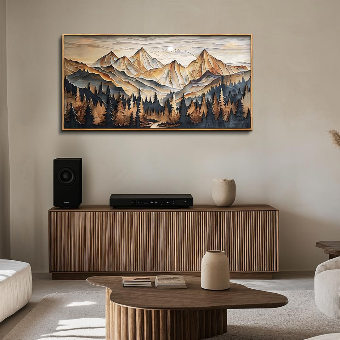 Tableau Abstrait Paysage de Montagne – Peinture Murale Moderne