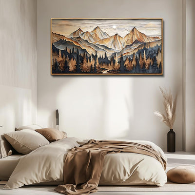 Tableau Abstrait Paysage de Montagne – Peinture Murale Moderne