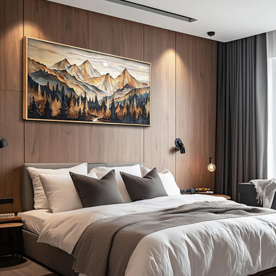 Tableau Abstrait Paysage de Montagne – Peinture Murale Moderne
