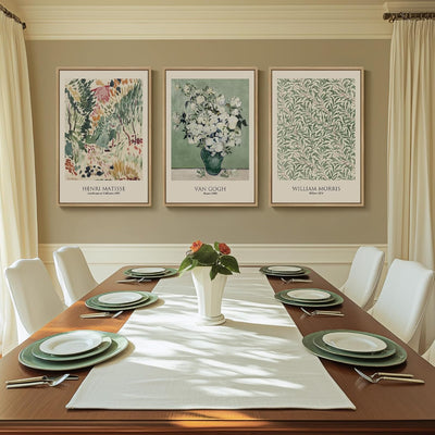 Ensemble de 3 Tableaux Encadrés – Style Matisse Vintage Vert Sauge