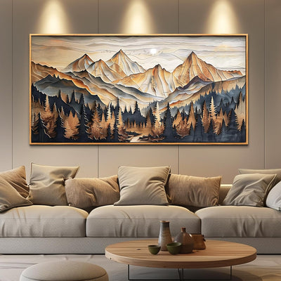 Tableau Abstrait Paysage de Montagne – Peinture Murale Moderne