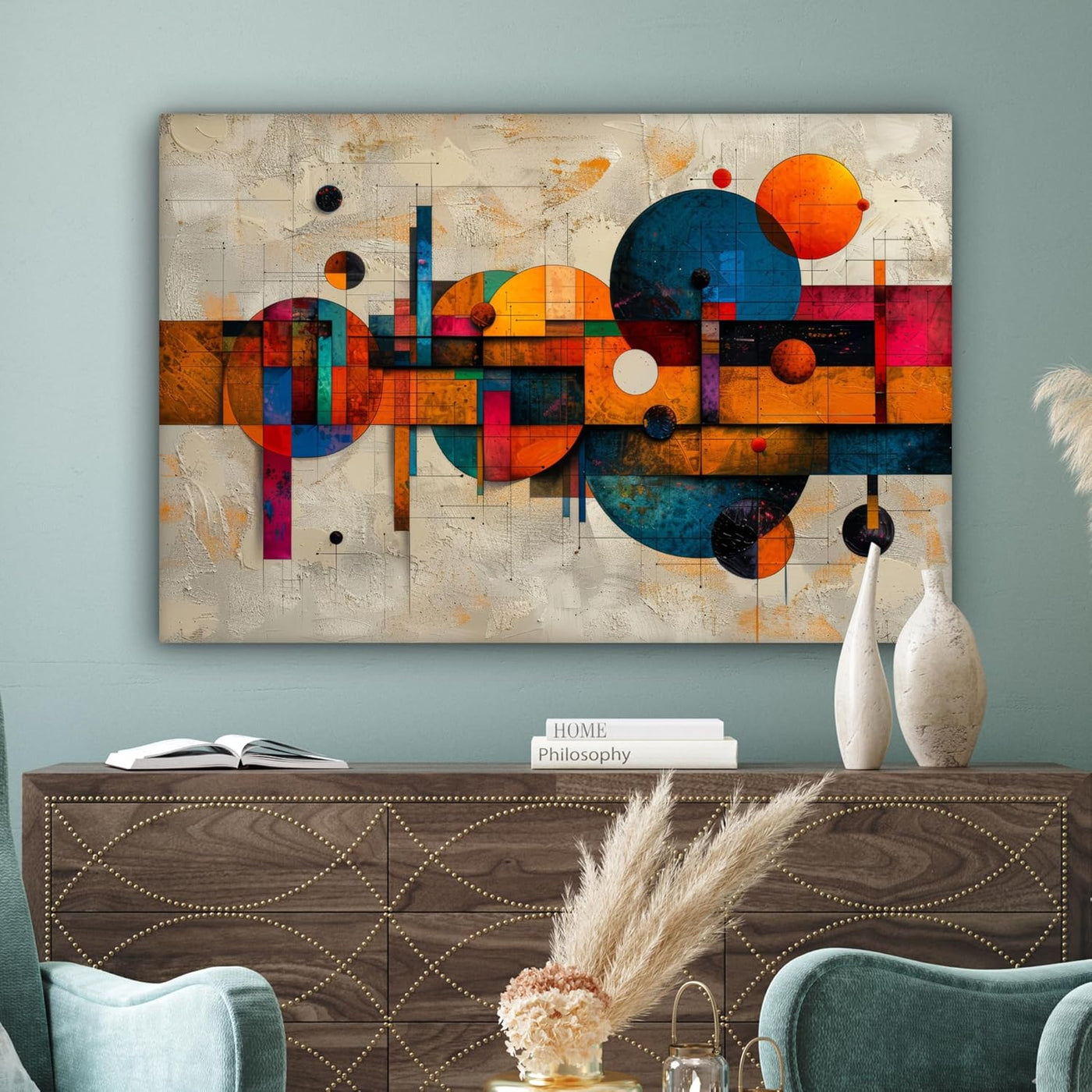 Tableau Moderne Géométrique Orange