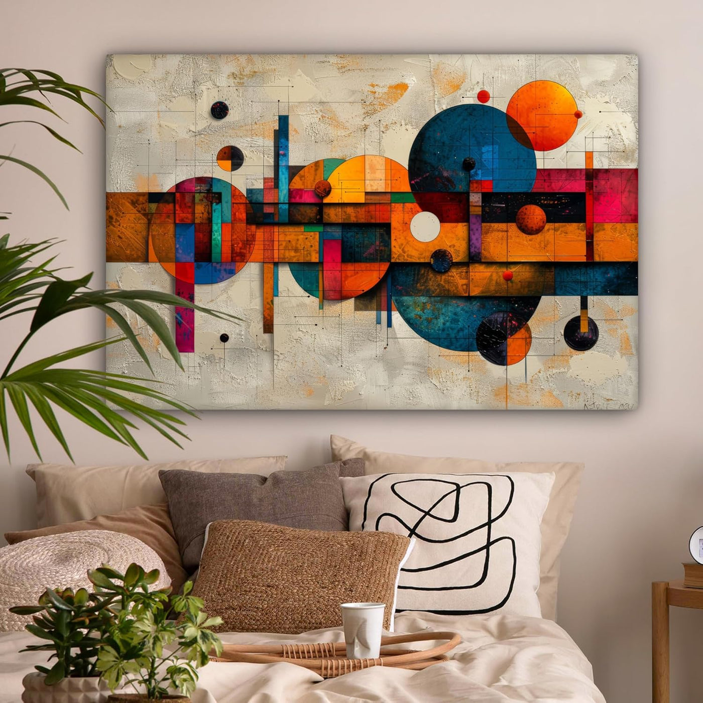 Tableau Moderne Géométrique Orange