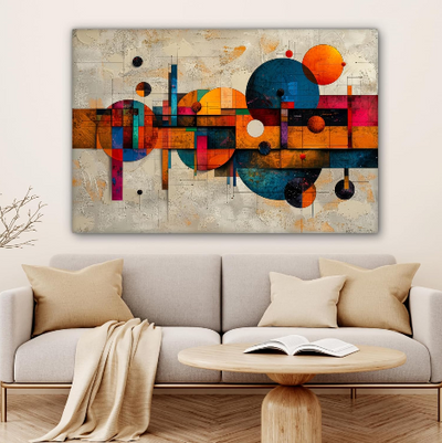 Tableau Moderne Géométrique Orange
