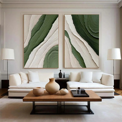 Tableau Abstrait Duo Green – Style Minimaliste