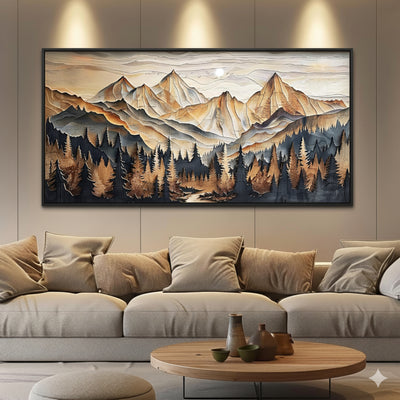 Tableau Abstrait Paysage de Montagne – Peinture Murale Moderne