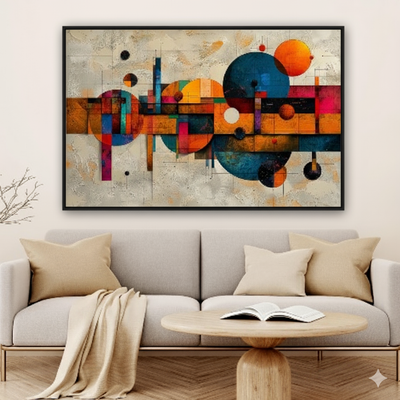 Tableau Moderne Géométrique Orange