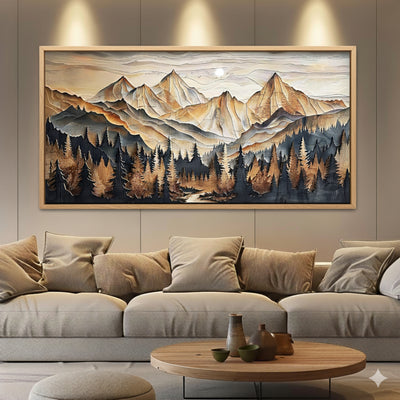Tableau Abstrait Paysage de Montagne – Peinture Murale Moderne
