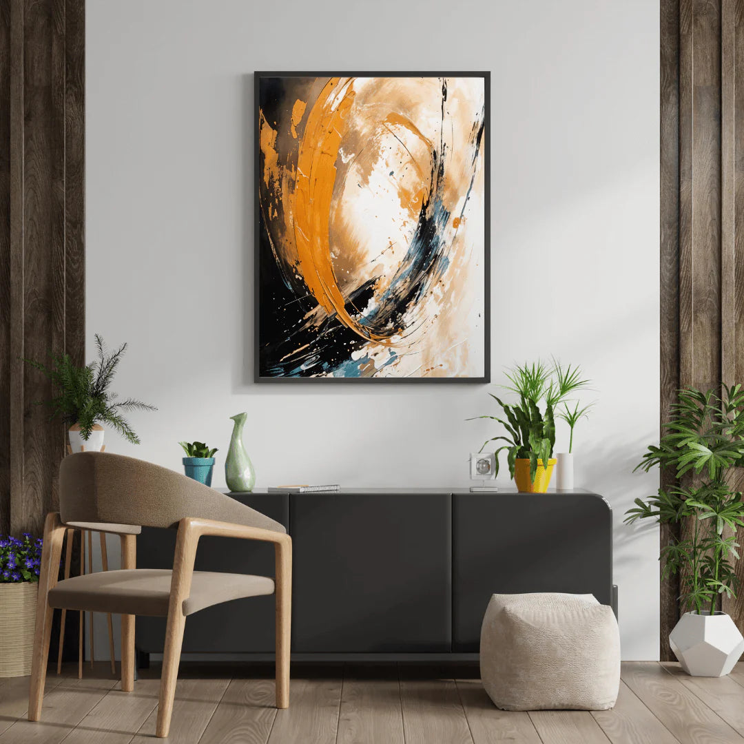 Tableau Abstrait Orange Énergie