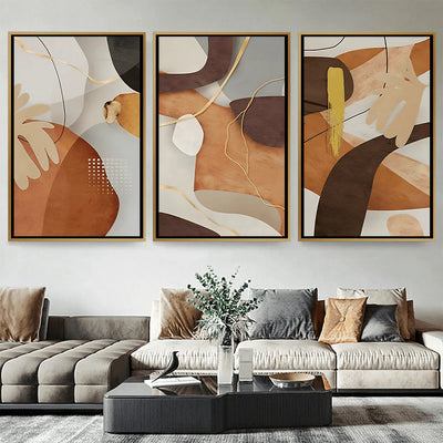 Ensemble de 3 tableaux abstraits – Décoration moderne