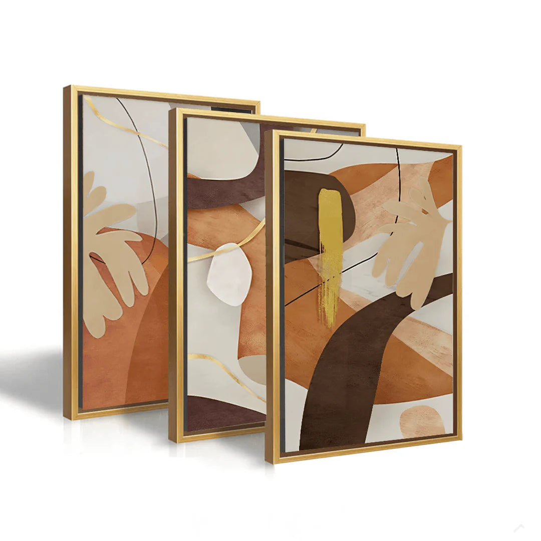 Ensemble de 3 tableaux abstraits – Décoration moderne