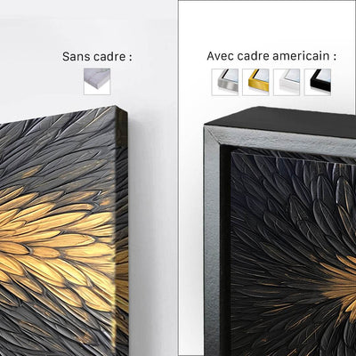 Décoration murale Black Gold Plumes – Cadre américain élégant