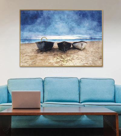 Boats Beach Seascape Blue